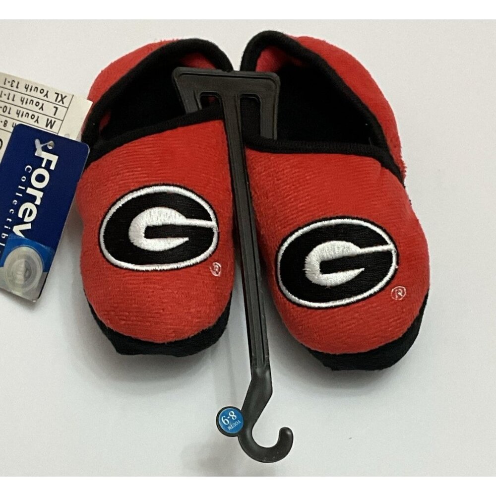 Georgia Bulldogs Youth Slippers Size 8-9 NCAA Forever Collectibles Red Black New